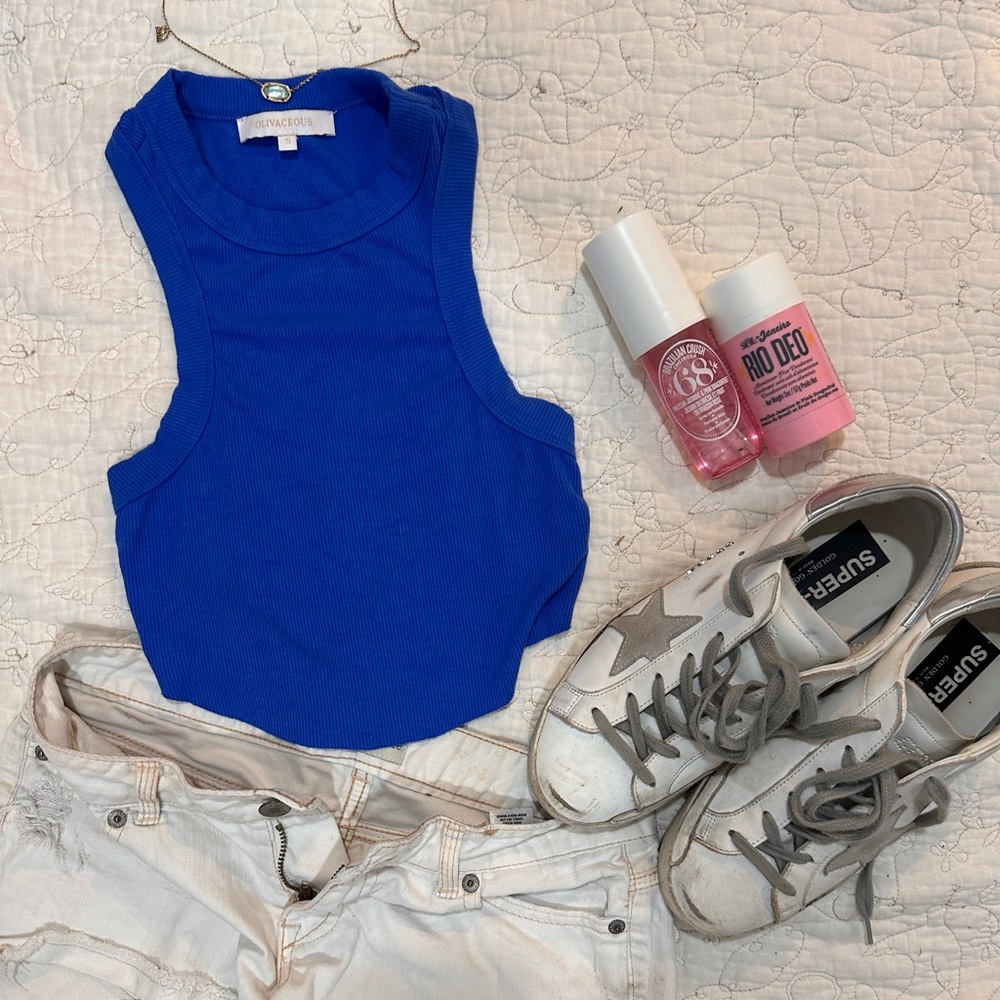 electric blue high neck tank top SIZE SMALL